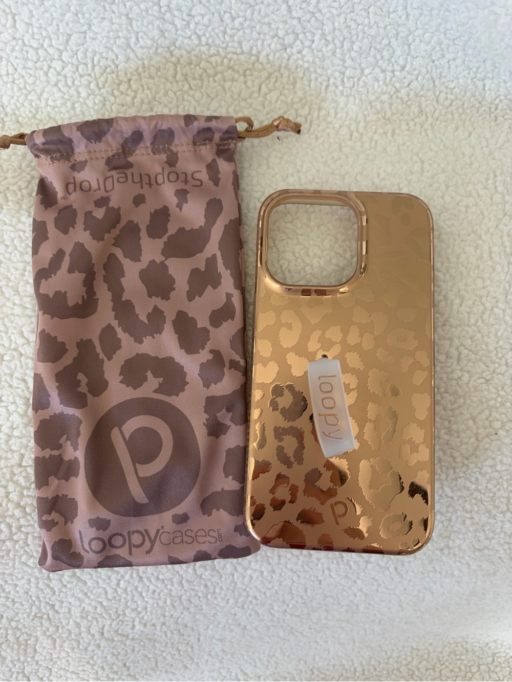 Loopy Case Gold Leopard iPhone 13 Pro Case with Matching Pouch